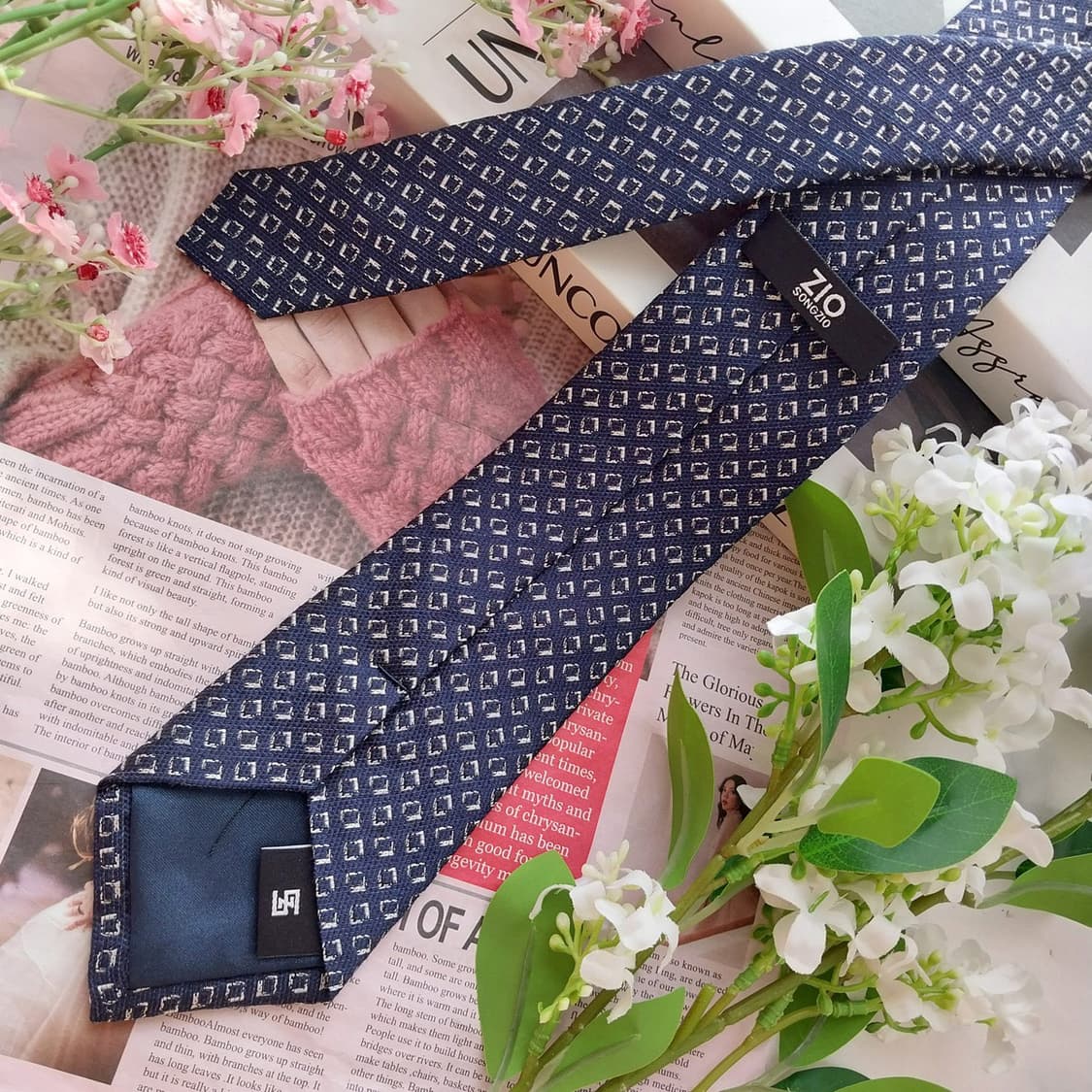 지오송지오 넥타이 네이비 기하학 패턴 A+등급 K2375
 상품이미지4