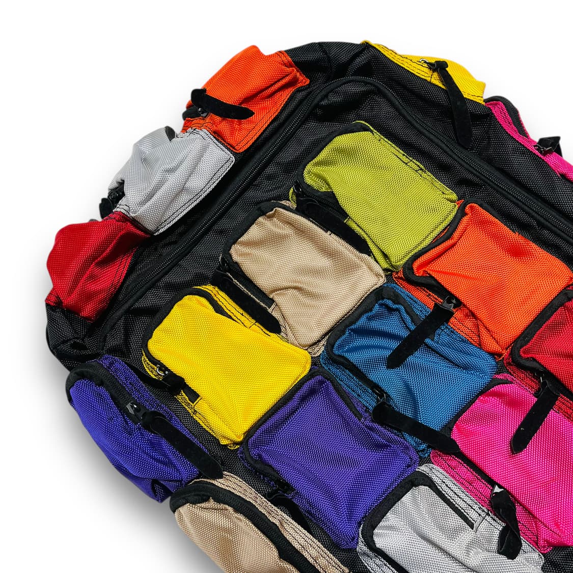 큐브 다중 멀티포켓 레인보우 빈티지 백팩 상품이미지2