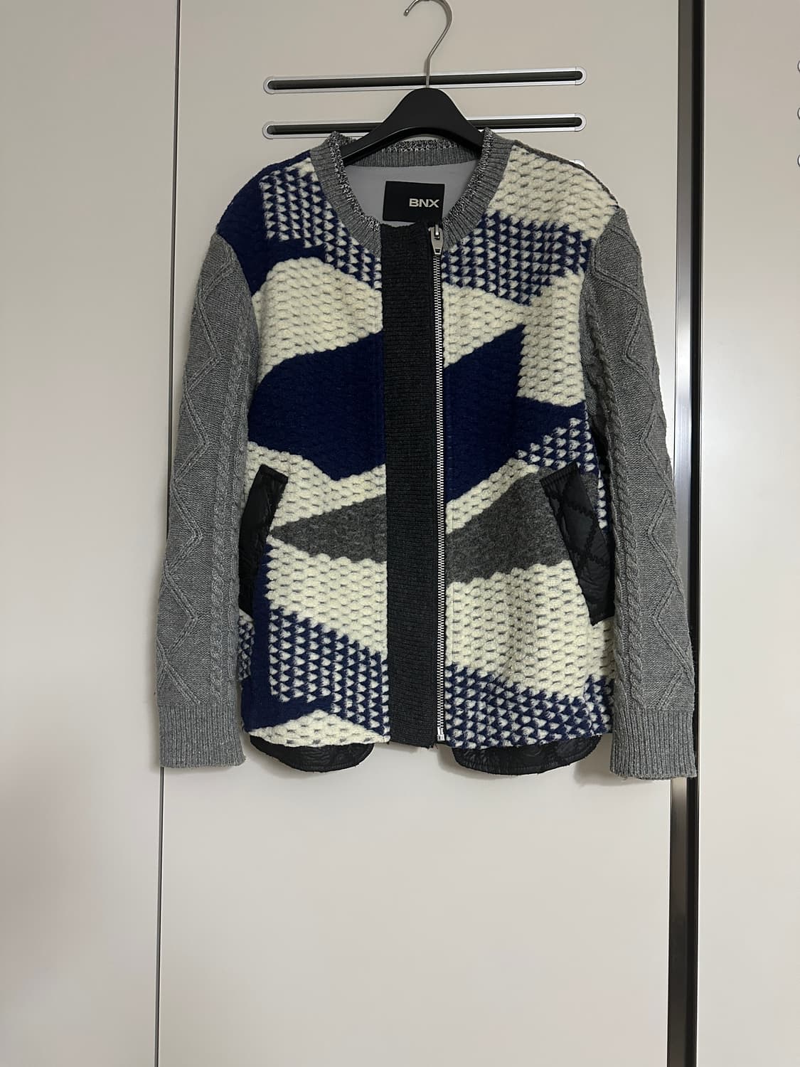 BNX 패턴 니트 집업 상품이미지1