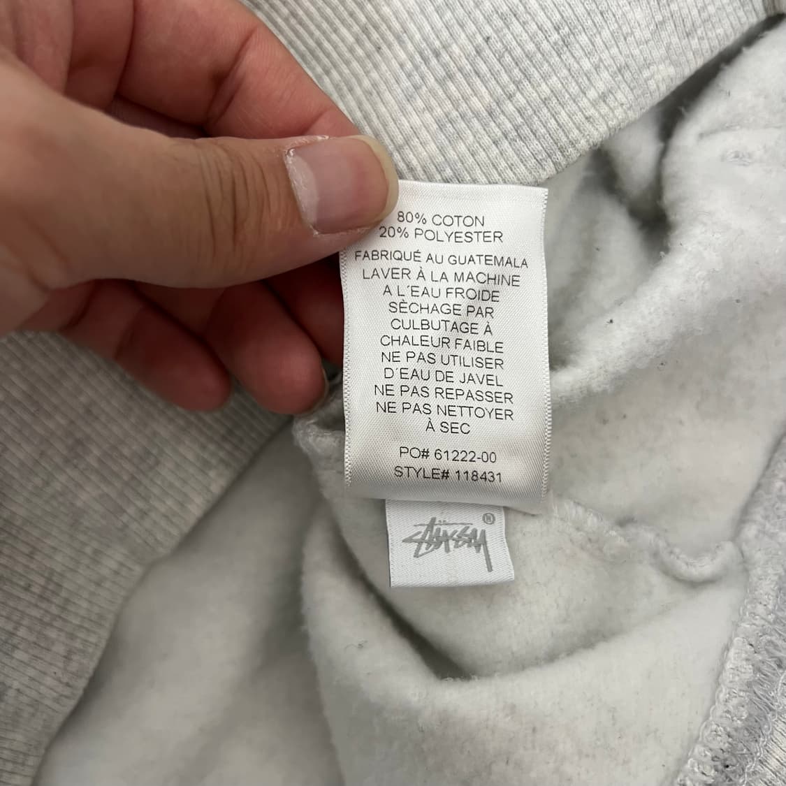 스투시 베이직 미들 스탁로고 후드 그레이 상품이미지5