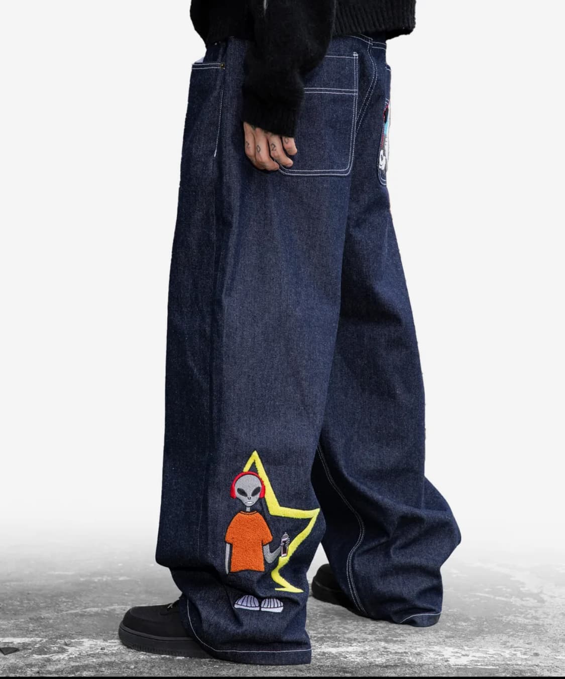 XTONZ 에일리언 데님 팬츠 인디고 상품이미지3