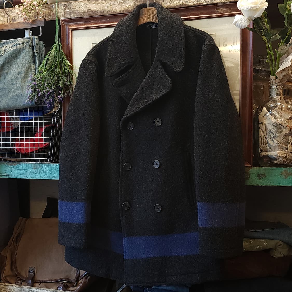 90s 폴로 피코트 헤비울 코트 usa made L 상품이미지2