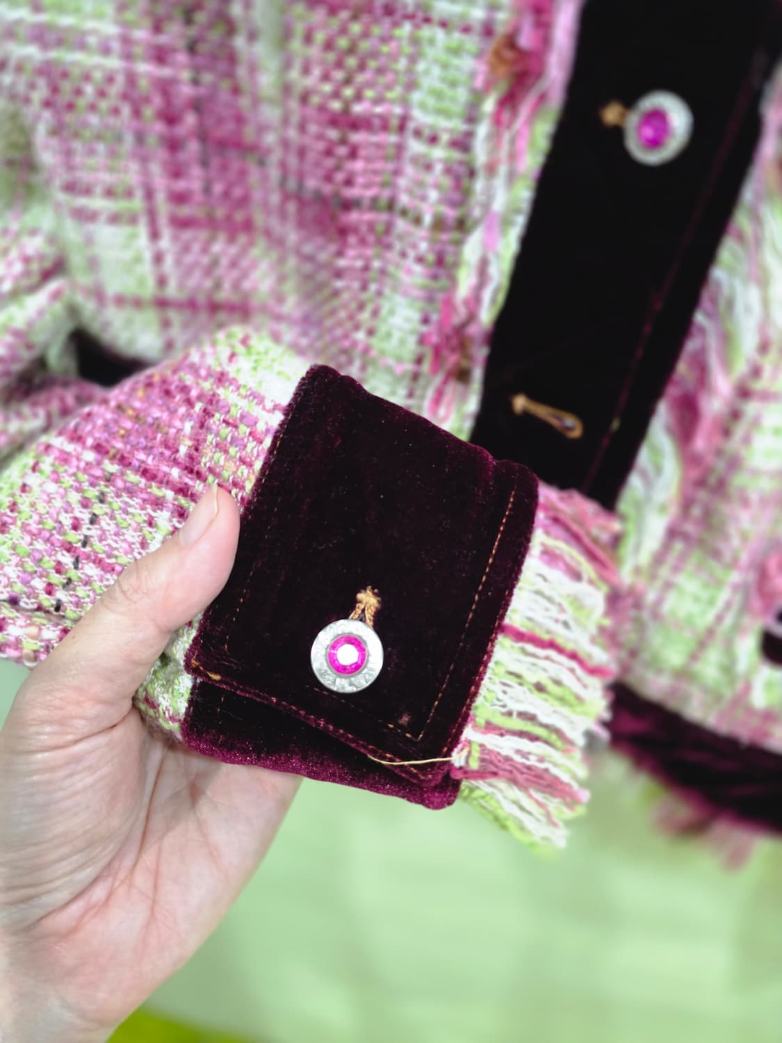 트위드 벨벳 배색 자켓 상품이미지6