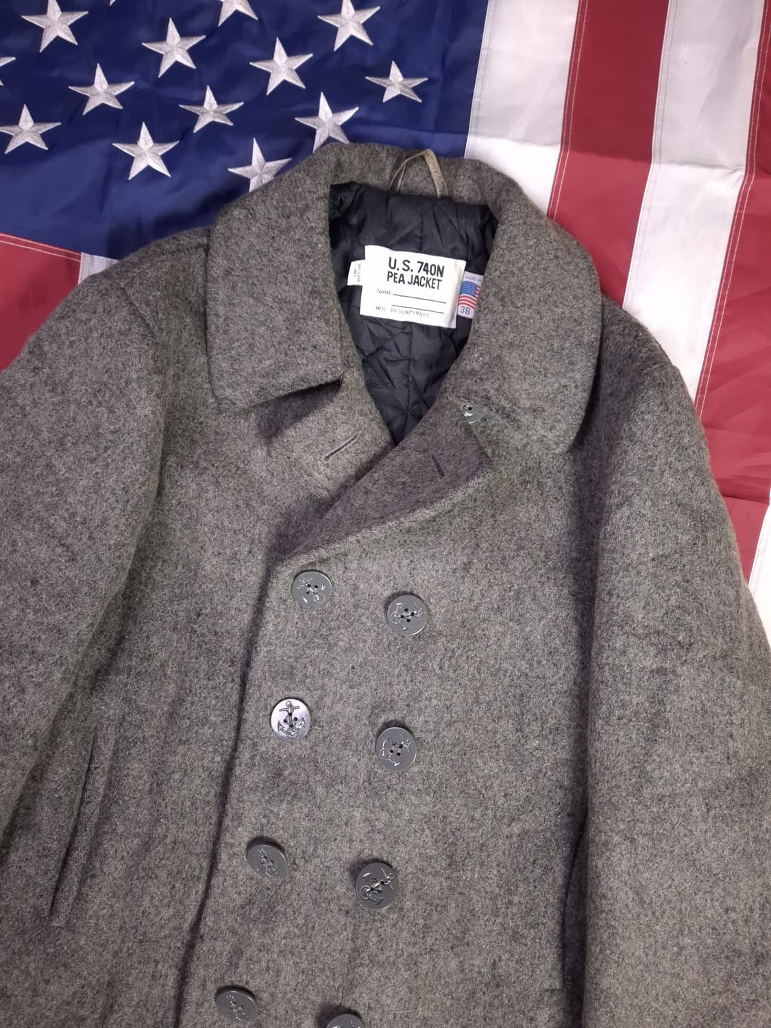 오리지날 90's 미국제조 미해군 TYPE 쇼트사 울 더플 피코트 상품이미지2