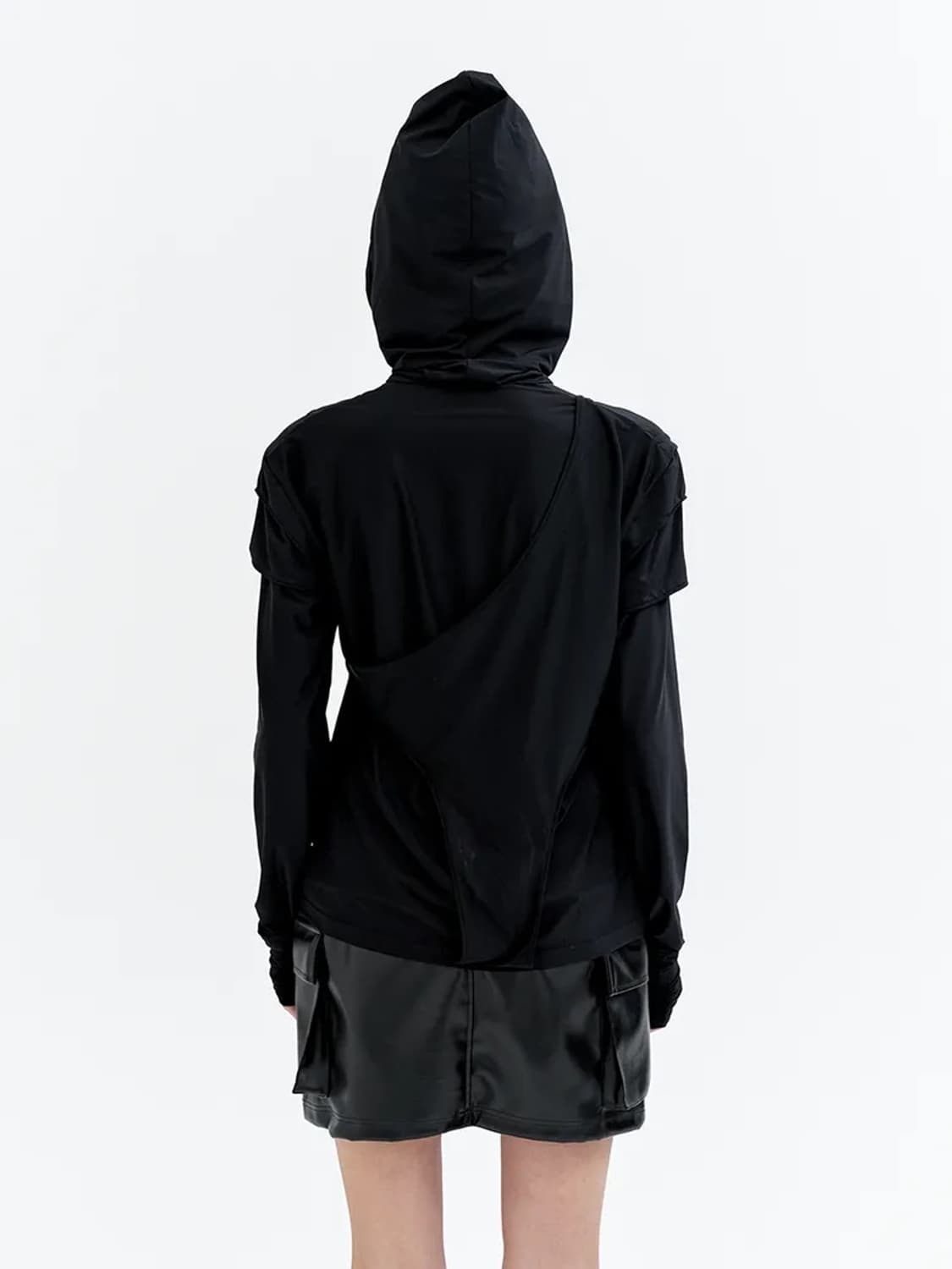 LEEY YEEL CUFFS SHIRRING LAYERED HOODED 상품이미지3