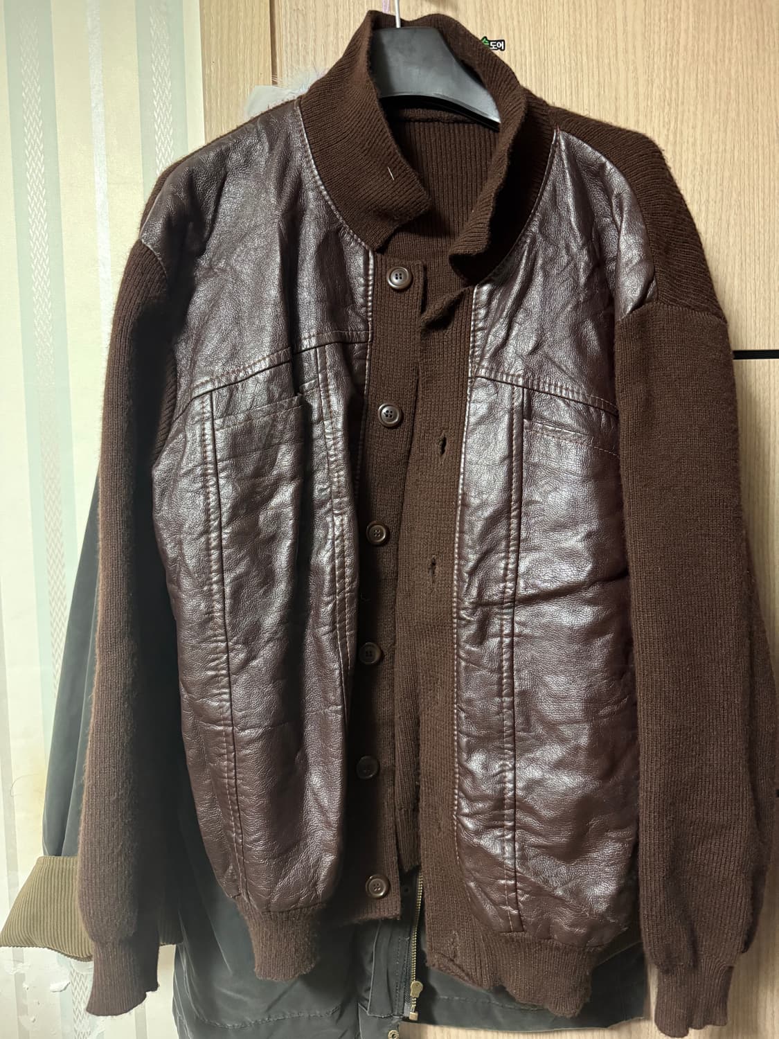 빈티지 자켓 레더+니트 상품이미지1