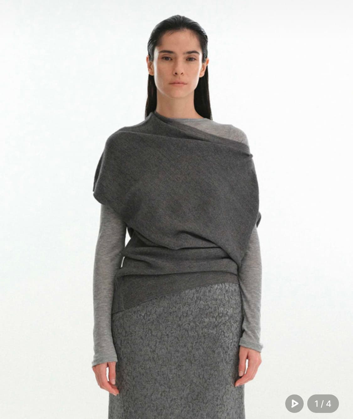 Unbal Off-Shoulder Knit (Grey) 상품이미지1