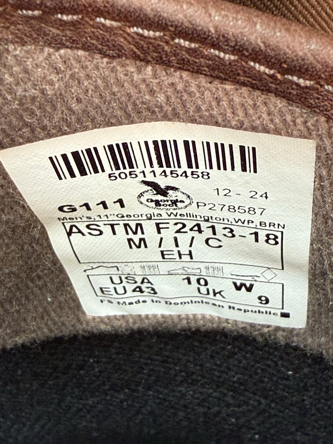 조지아 웰링턴 부츠 us10W 풀박 상품이미지7