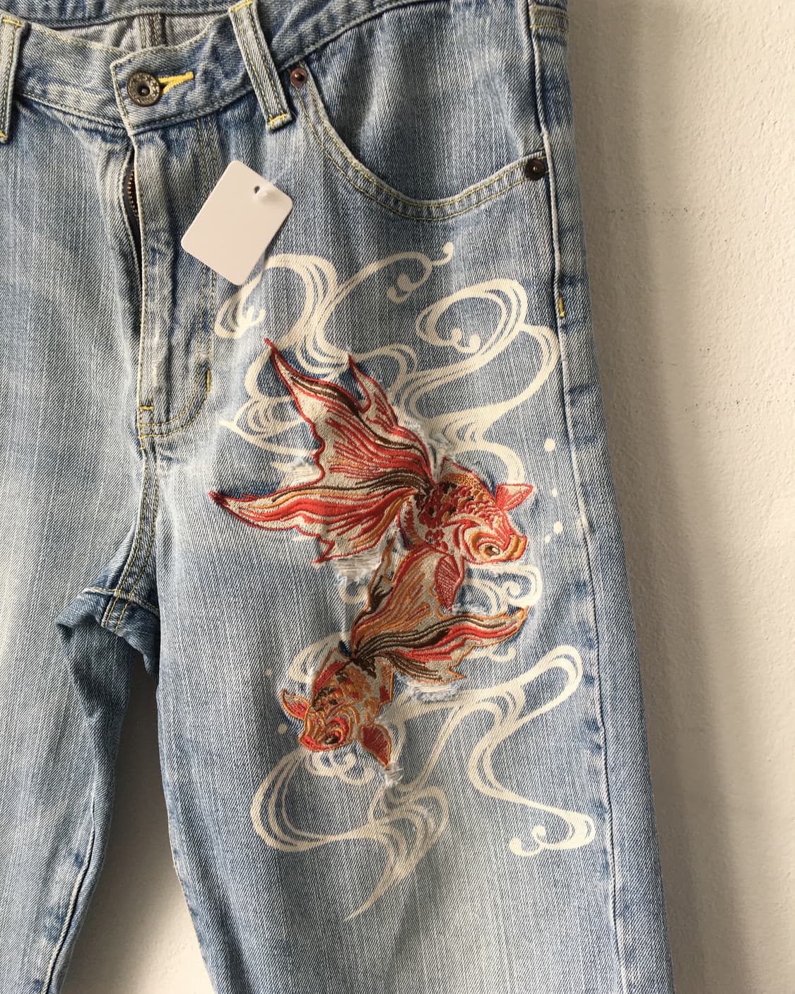 Oriental needle work denim half pants 상품이미지4