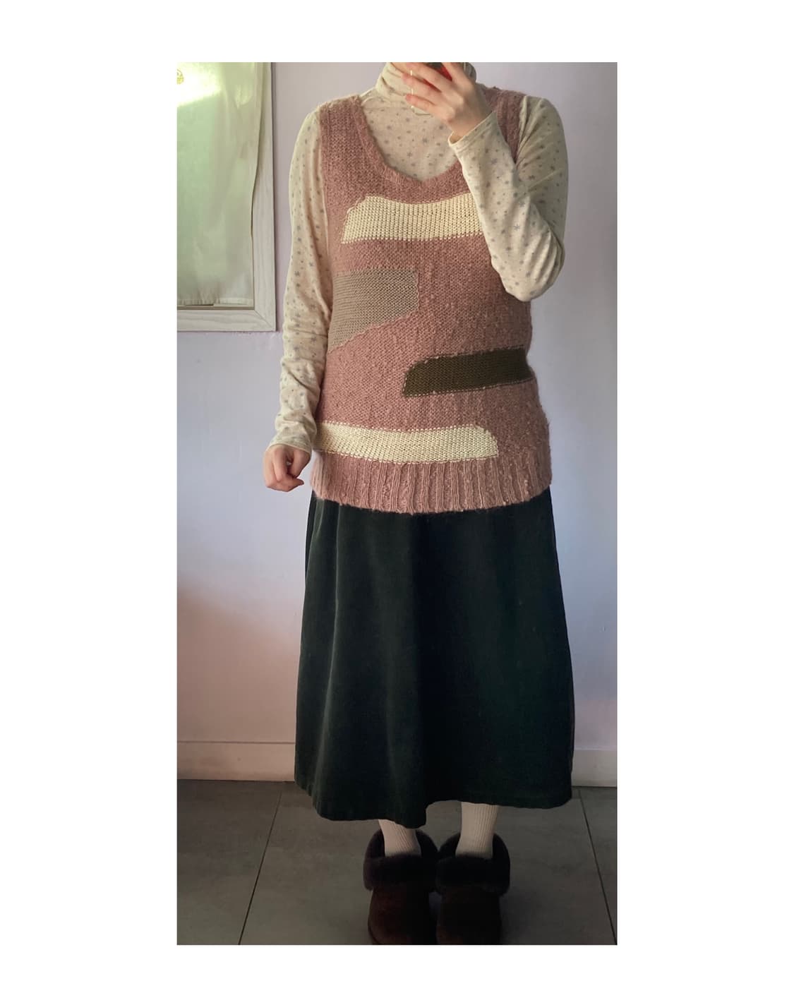 일본빈티지 구름 핑크 모헤어 니트베스트 상품이미지7