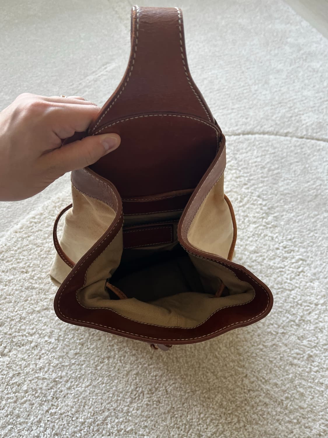 폴로 랄프 로렌 레더 캔버스 원숄더 버킷백 상품이미지9