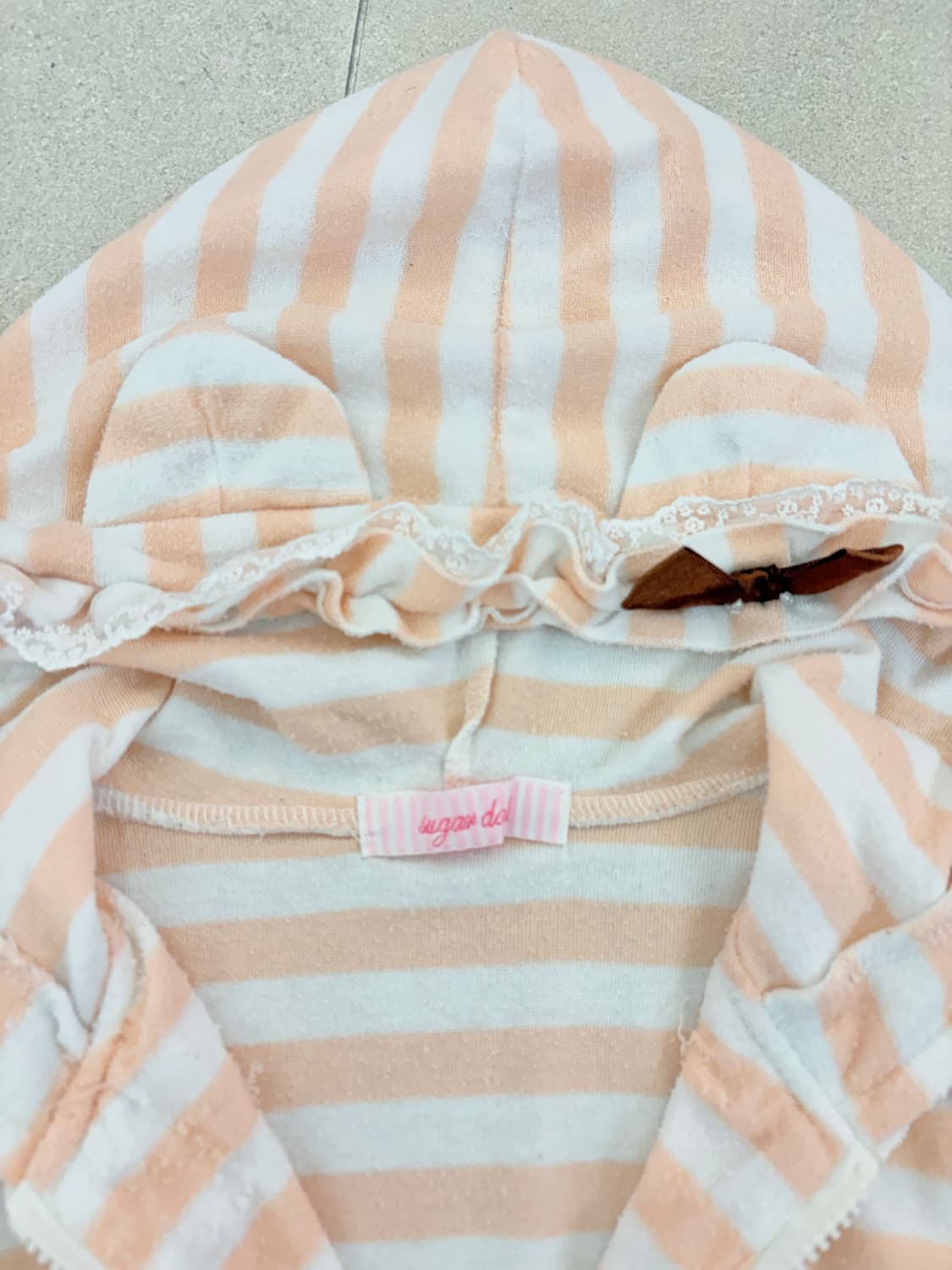 Baby doll 스트라이프 곰돌이 후드집업 상품이미지2