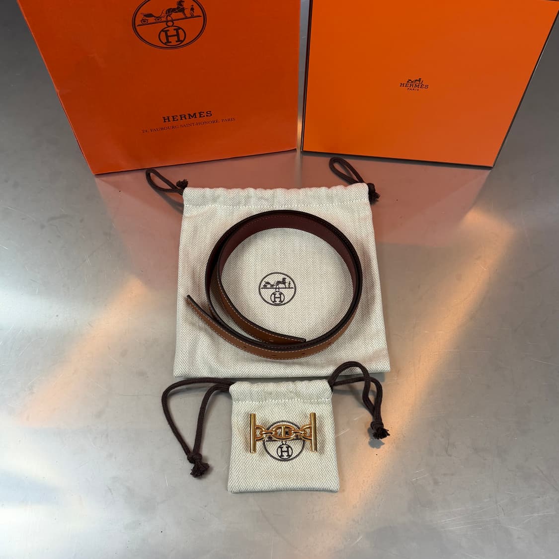 [리오브] 에르메스 라군 금장 리버서블 투 톤 레더 벨트 상품이미지1