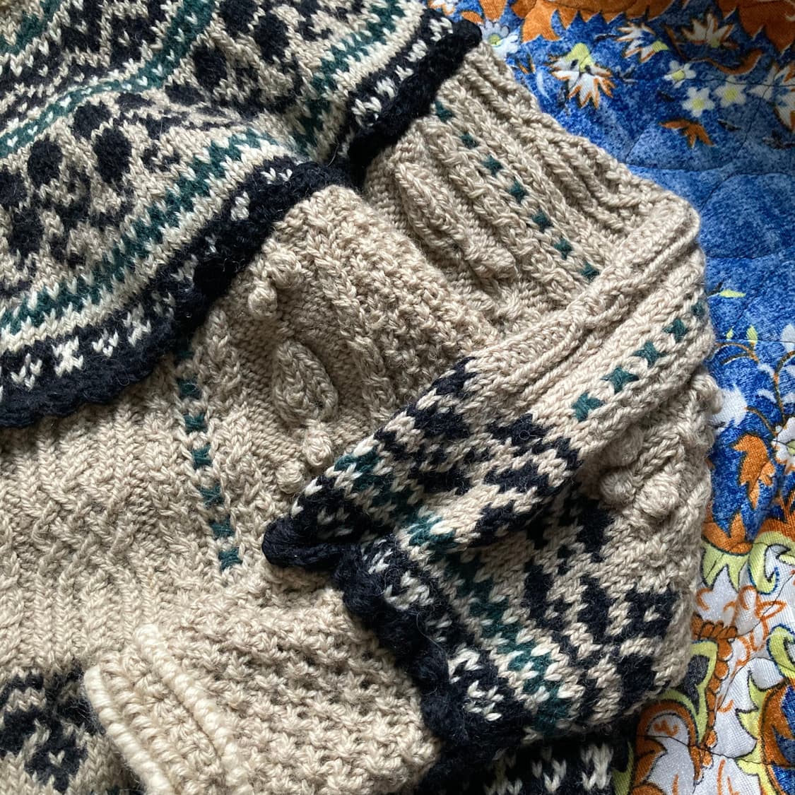 빈티지 핸드메이드 스티치 뜨개 울 니트 크로쉐 스웨터 버튼 가디건 아우터 상품이미지3