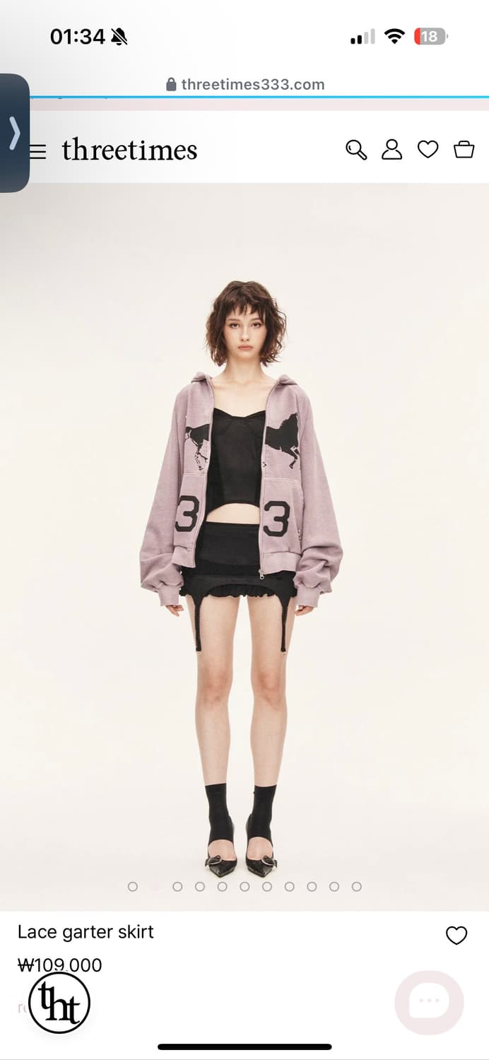 Threetimes lace garter skirt black 상품이미지1