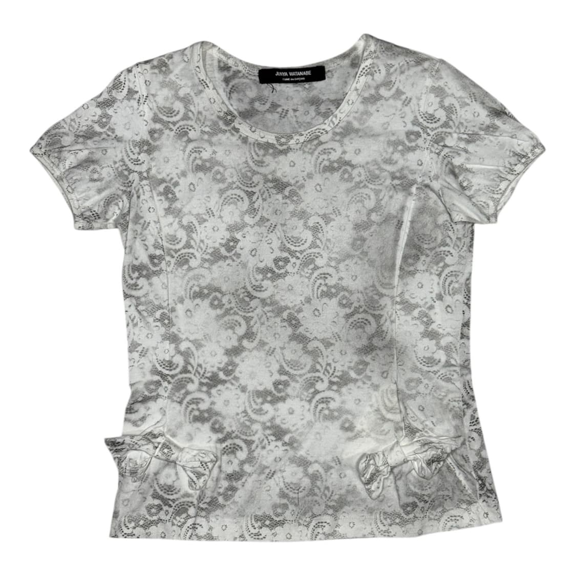 2003 준야 와타나베 무수한 꽃과 입체 리본 디테일 반팔 티셔츠 상품이미지1