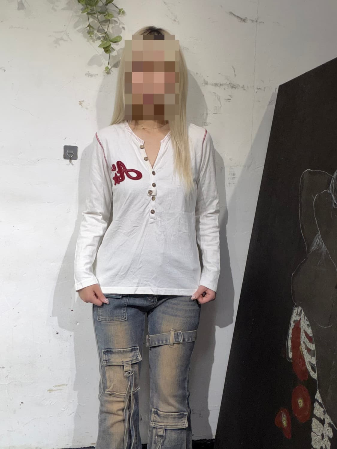컨버스 화이트 와투케 롱슬리브 긴팔 티셔츠 M 상품이미지3