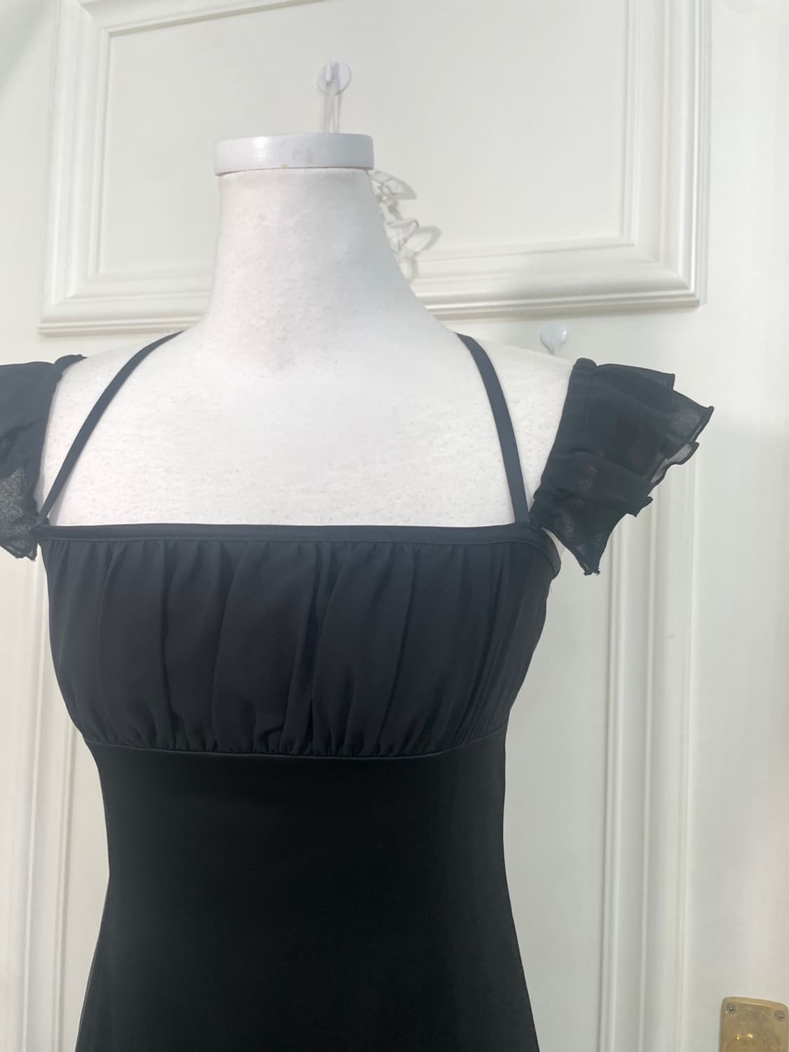 black satin ruffle shirring fairy opc 상품이미지7