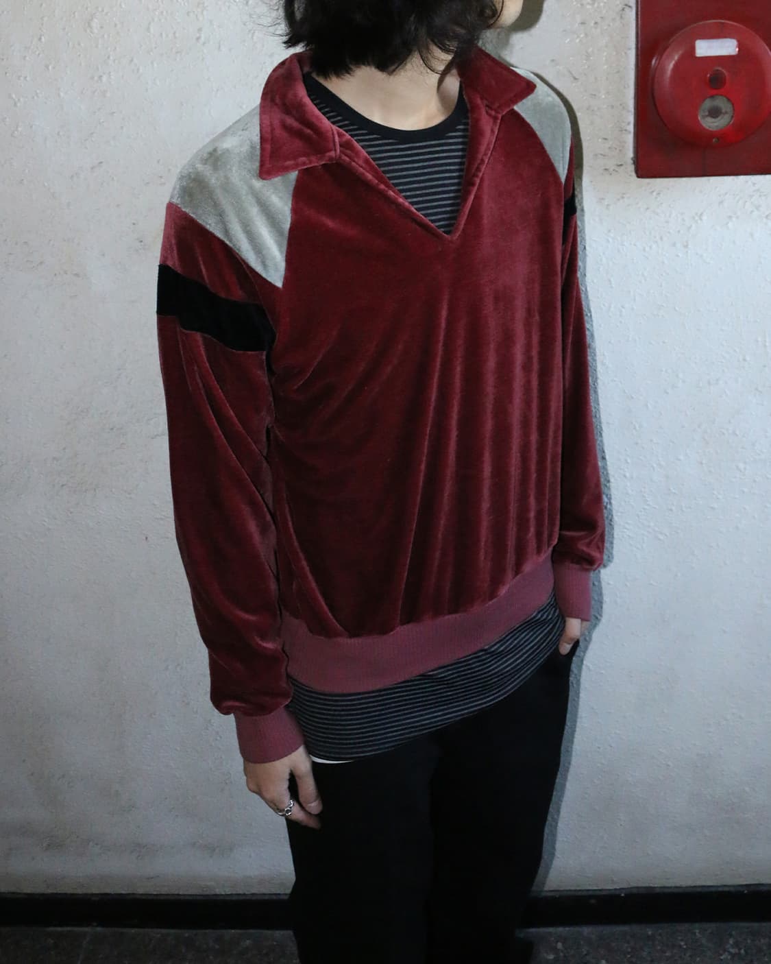 90s 빈티지 버건디 럭비셔츠  상품이미지1