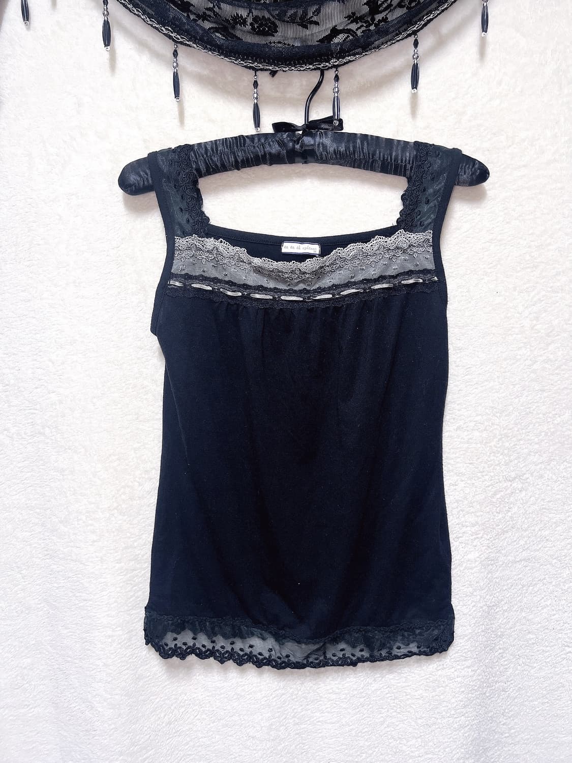 엑팜깔 로맨틱고딕 고스로리 펑크 레이스 도트 슬리브리스 나시 오리엔탈 상품이미지6