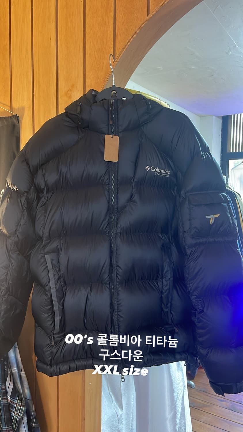 00‘s콜롬비아 티타늄 센터로고 후드 구스다운 패딩 XXL 상품이미지1