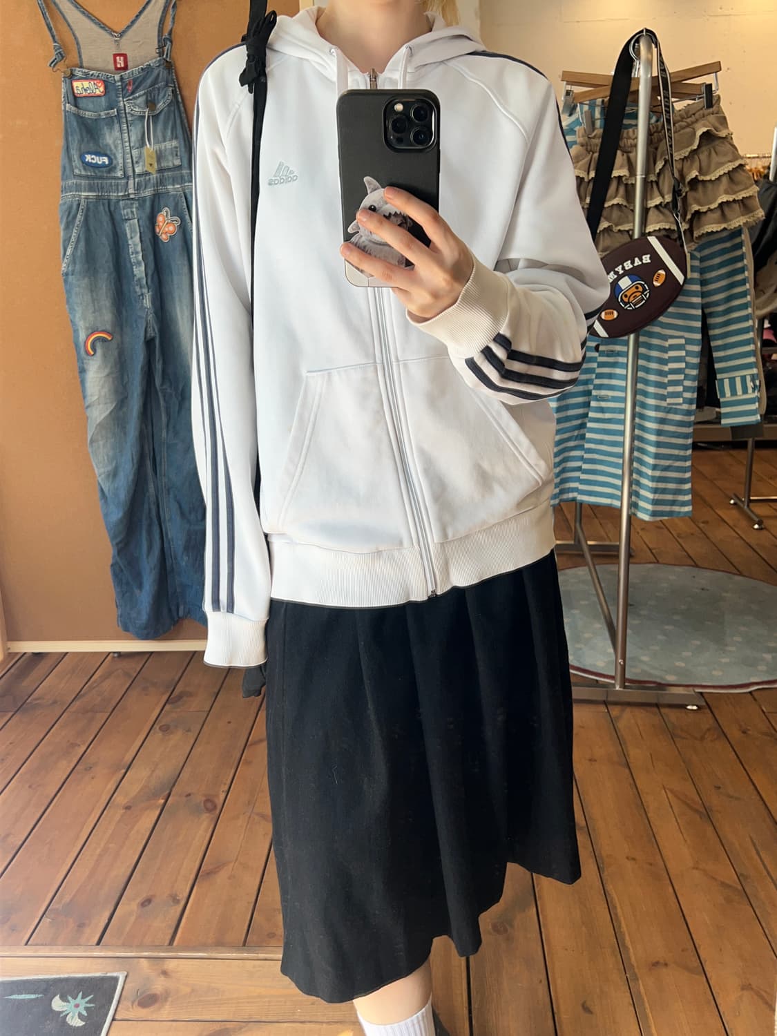 아디다스 화이트 네이비 후드져지 상품이미지5