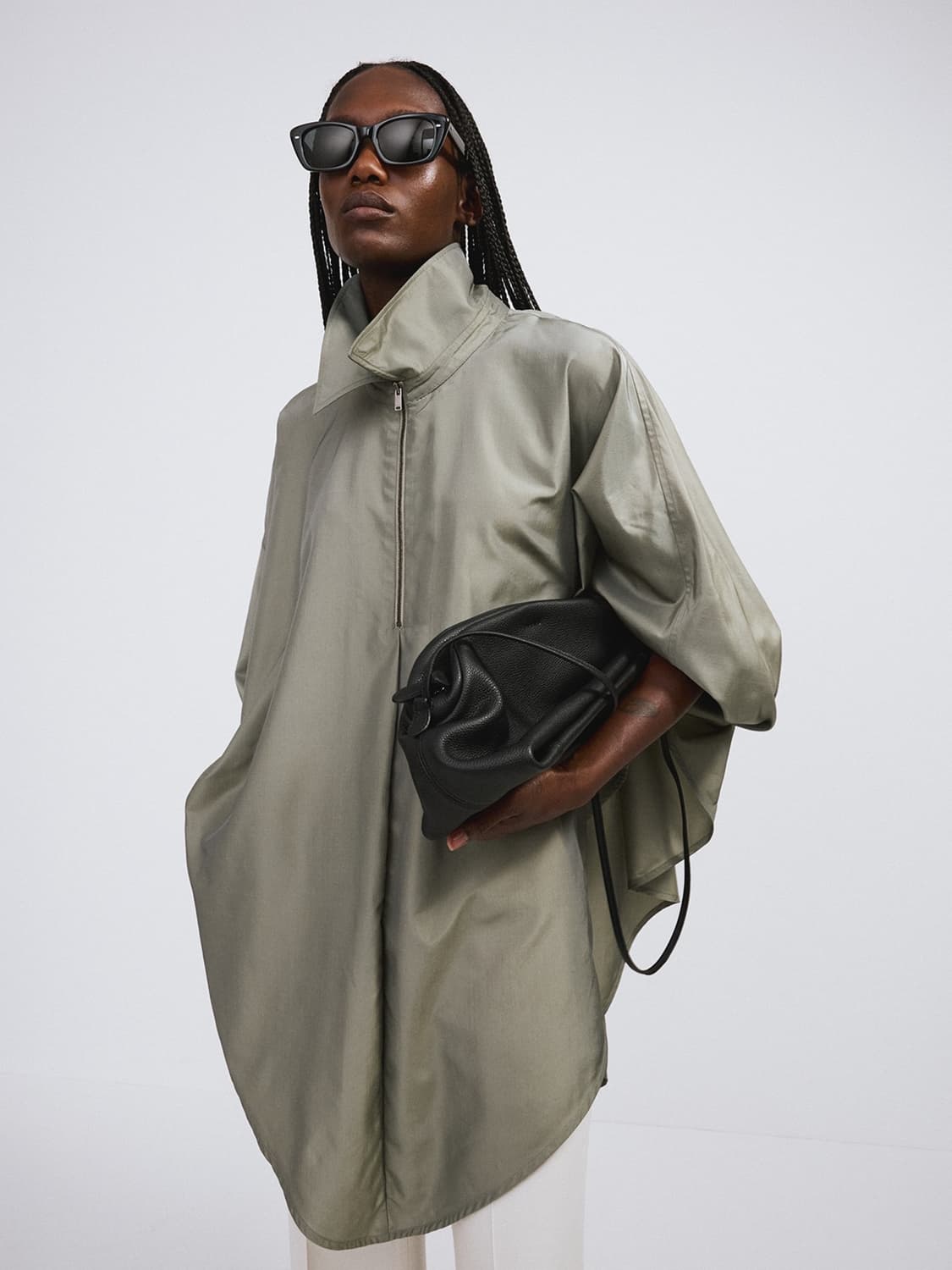 렉토 RECTO 오버사이즈 케이프 점퍼 자켓 라이트 카키 상품이미지1