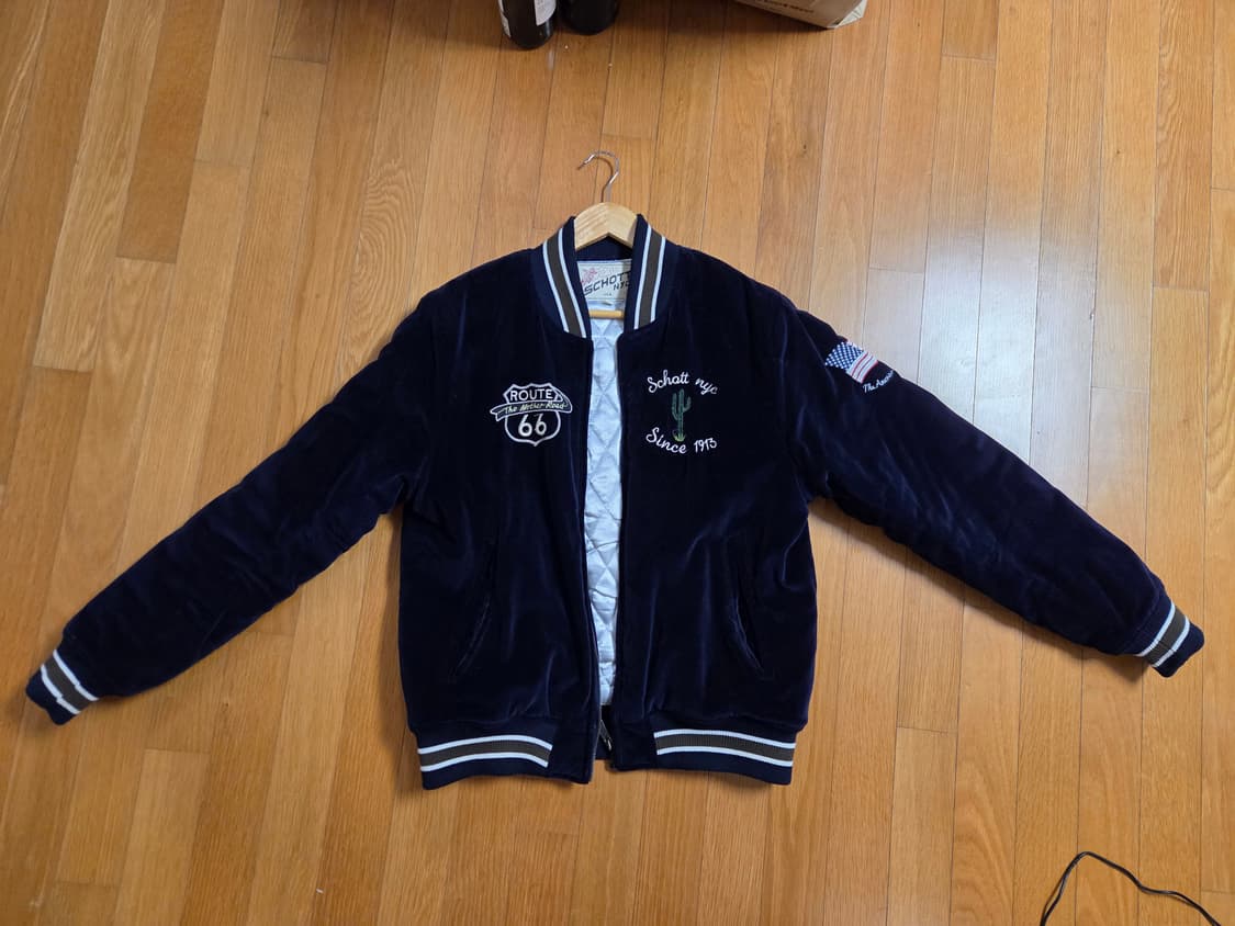 Schott NYC 벨벳 야구 점퍼 네이비, 스카잔, 수비니어 자켓 L 상품이미지1