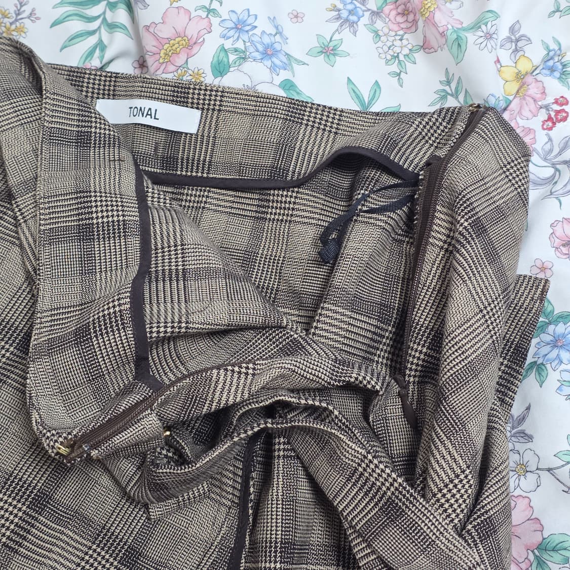 일본빈티지)하구미모리걸 아오이유우st 로맨틱 앤틱 체크 랩 롱스커트 상품이미지2