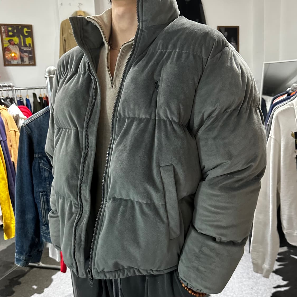 폴로 포니 그레이 벨벳 패딩 상품이미지1