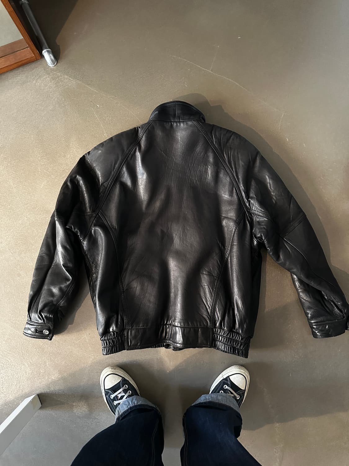 90s 클래식 램스킨 레더 블루종 자켓 상품이미지2