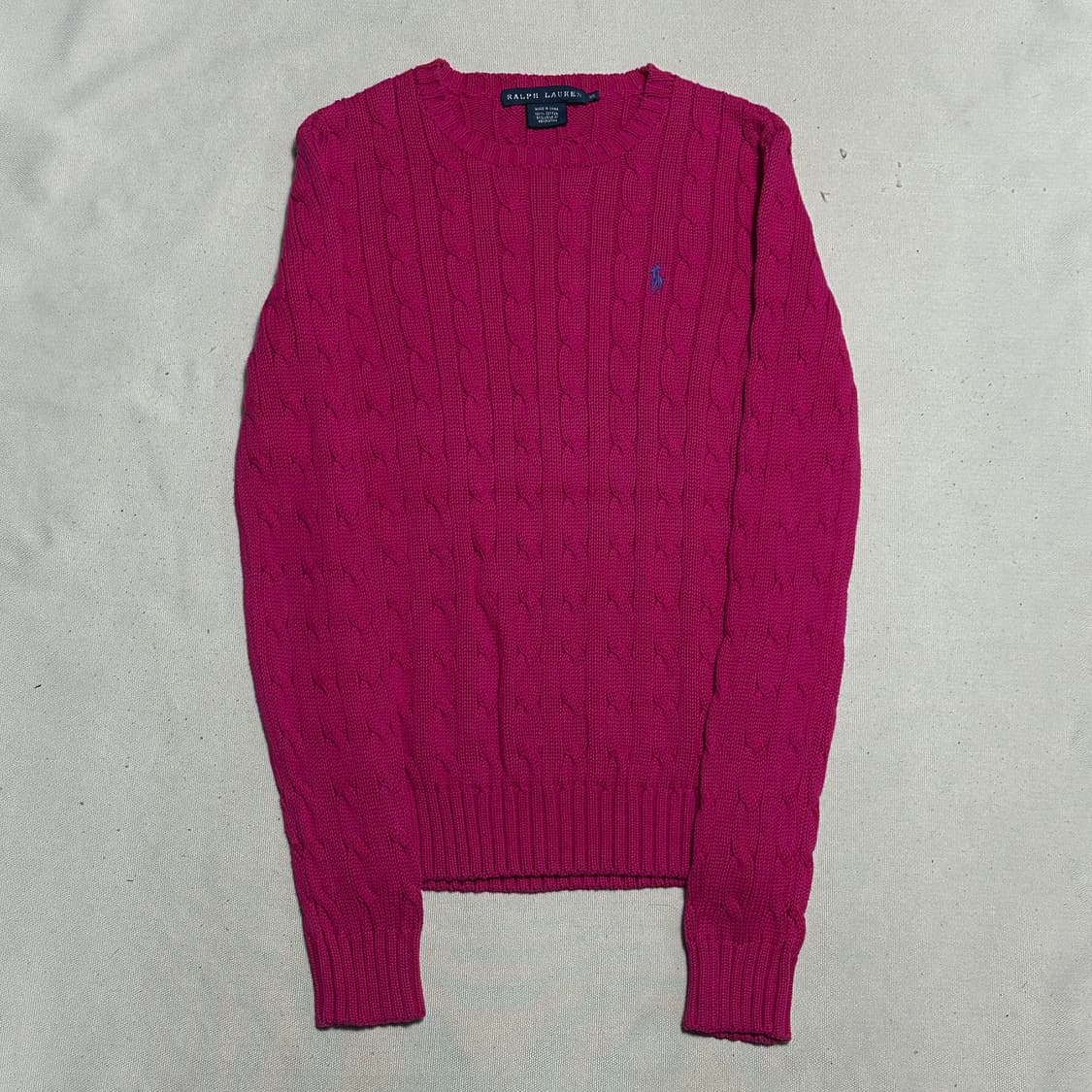 XS 폴로랄프로렌 여성용 핑크 케이블 니트 상품이미지2