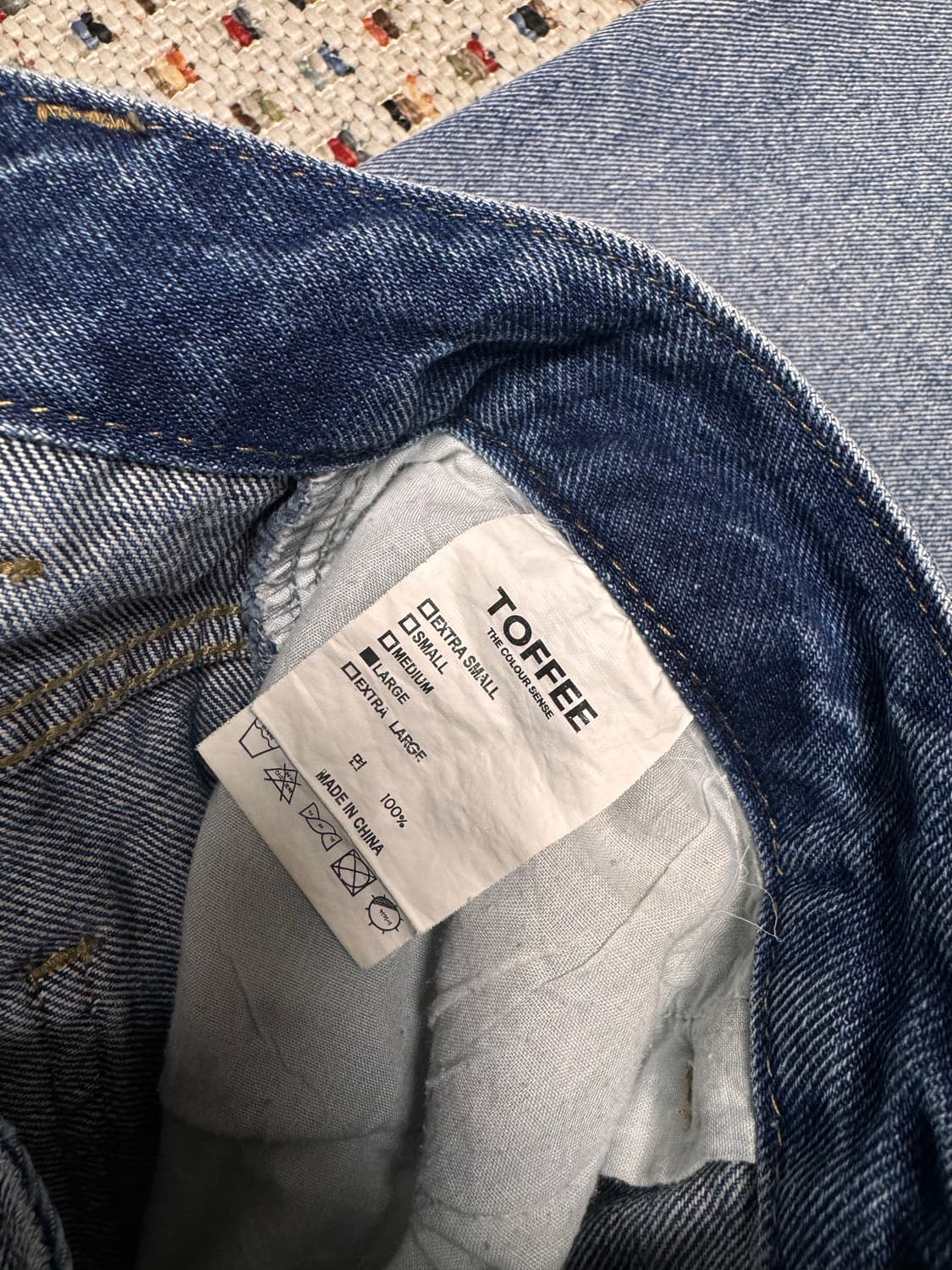 토피 TOFFEE 와이드 데님 팬츠 오일 인디고 L 상품이미지5