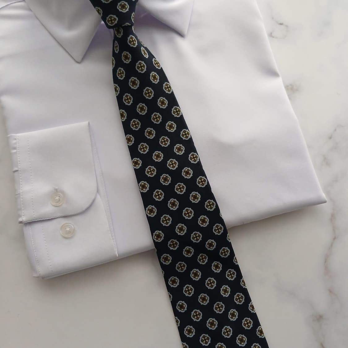 샤를주르당 실크 네이비 플라워 넥타이 8.2cm A+~A등급 K18748 상품이미지6