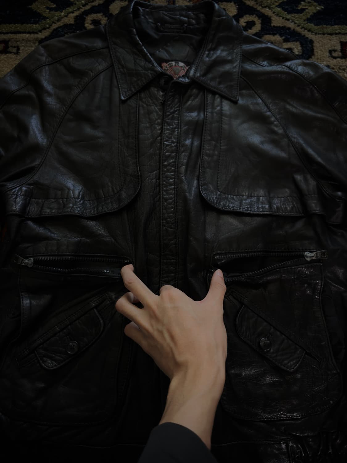 Coverage 7pocket Black Leather Jacket 상품이미지4