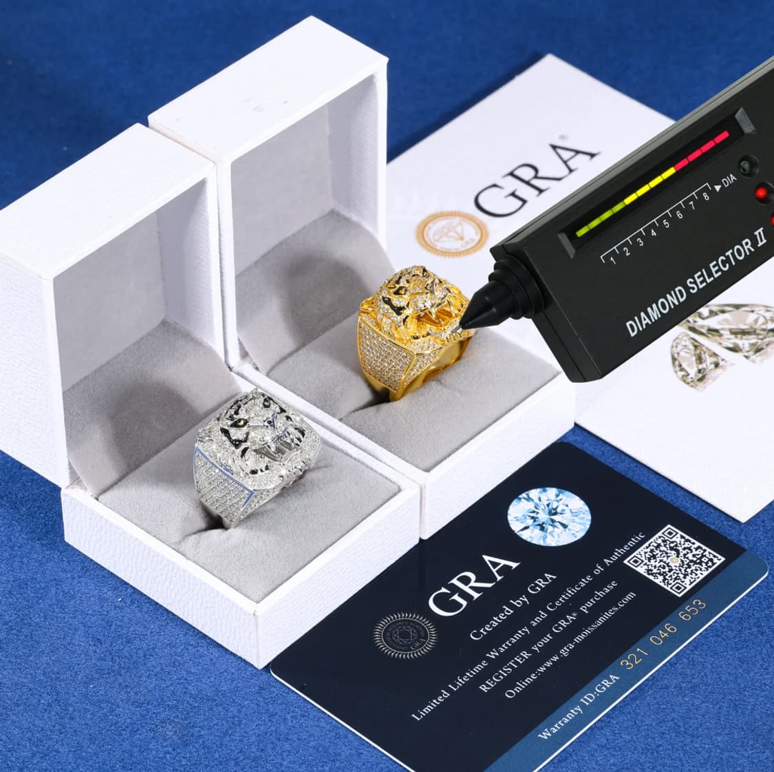 Oceaonra 남성용 3D 타이거 모이사나이트 반지 925 실버 상품이미지8