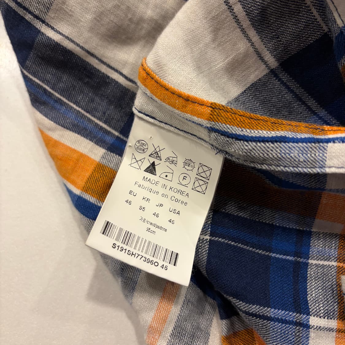 [95] 19s 솔리드옴므 체크 반팔 셔츠 C27 상품이미지6