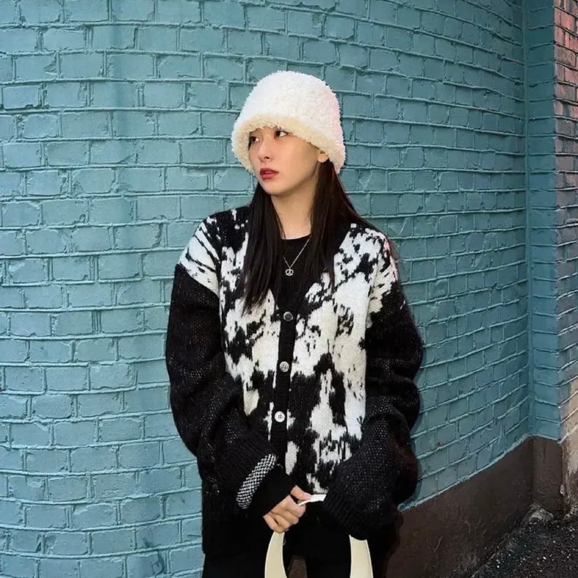 노매뉴얼 헤어리 가디건 블랙 상품이미지8