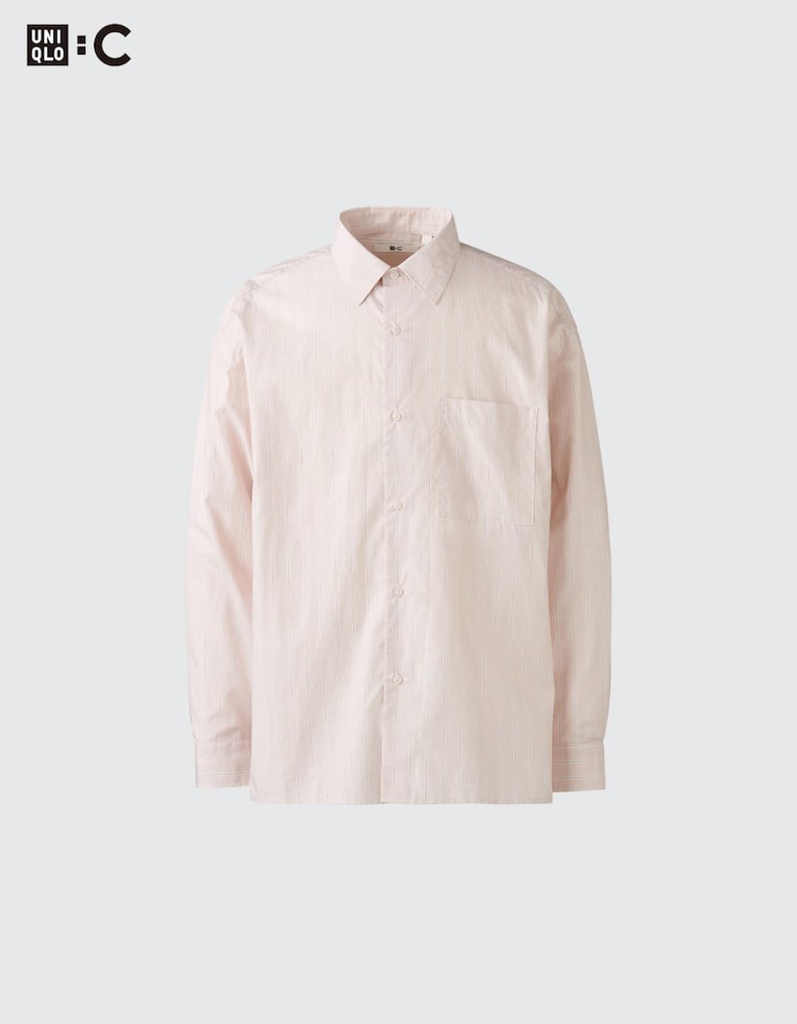 유니클로 C 브로드클로스오버사이즈셔츠 XXL 핑크 스트라이프 상품이미지1