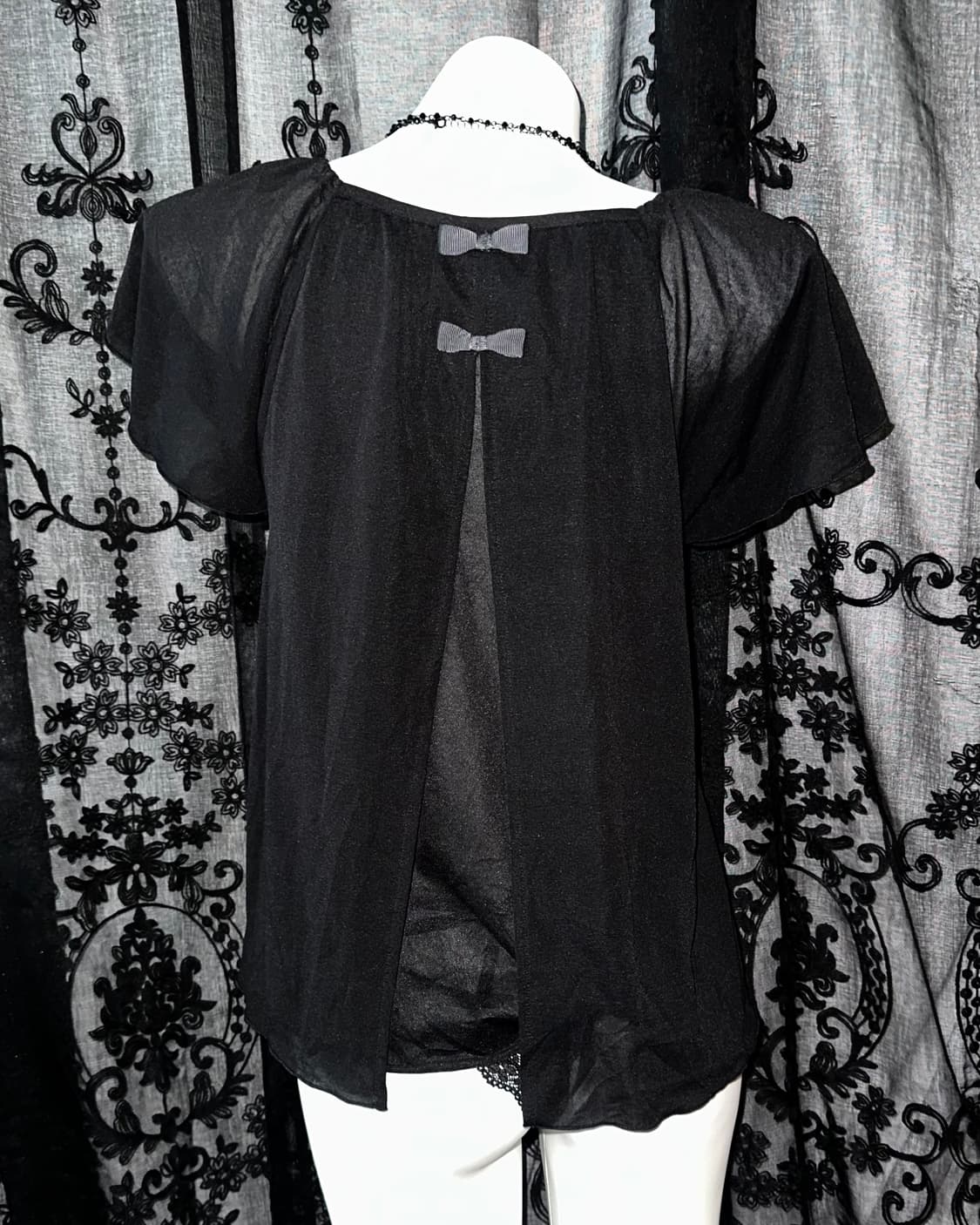 Black lace short-sleeved 상품이미지3