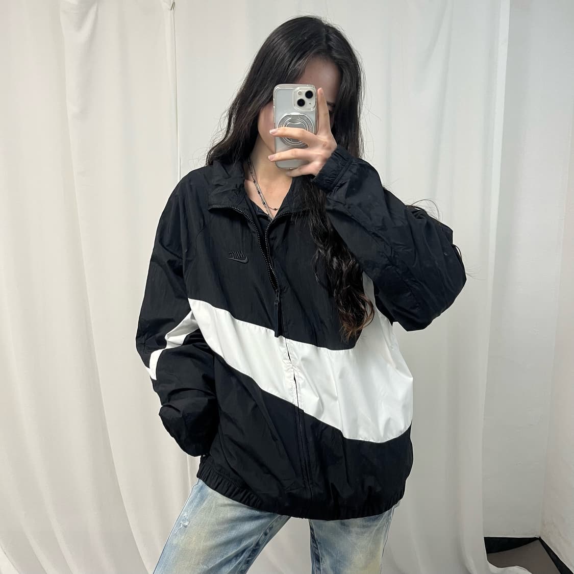 Nike Black Big Swoosh Windbreaker 상품이미지1
