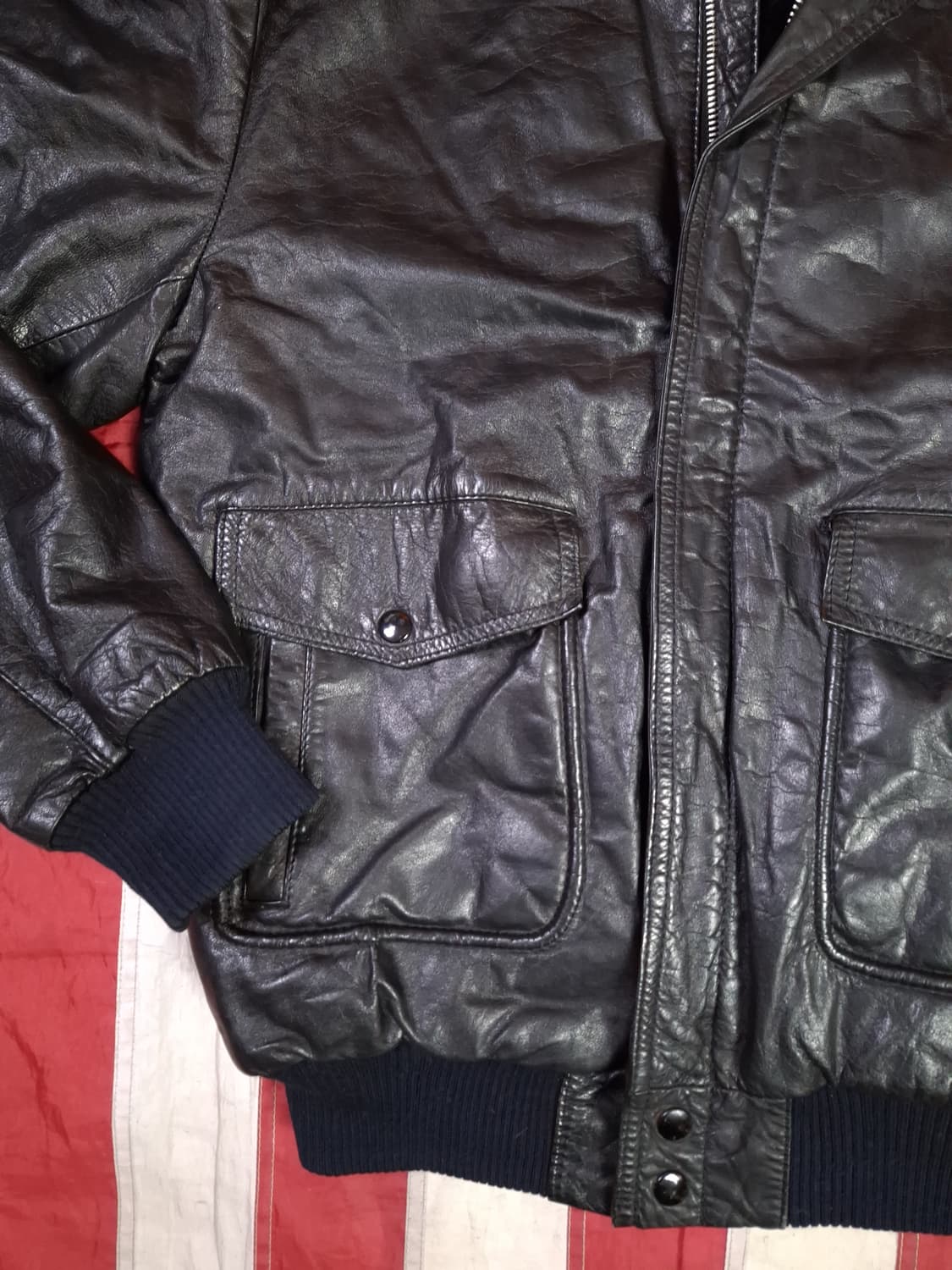 80's 일본판 빈티지 리얼레더 A-2 TYPE 항공자켓 상품이미지4