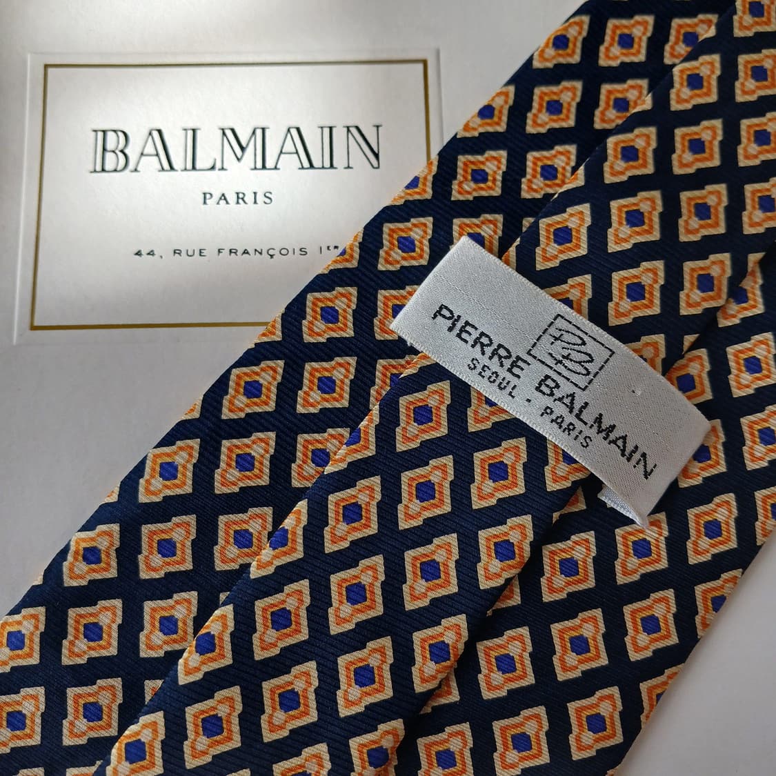 발망 실크 네이비 패턴 넥타이 9.6cm A등급 A19447
 상품이미지7