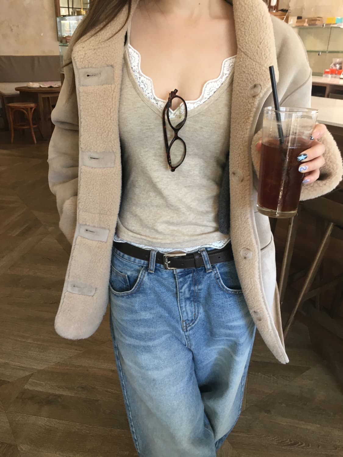 아워캐비넷 새상품 purin 레이스 슬리브리스 oatmeal 상품이미지6