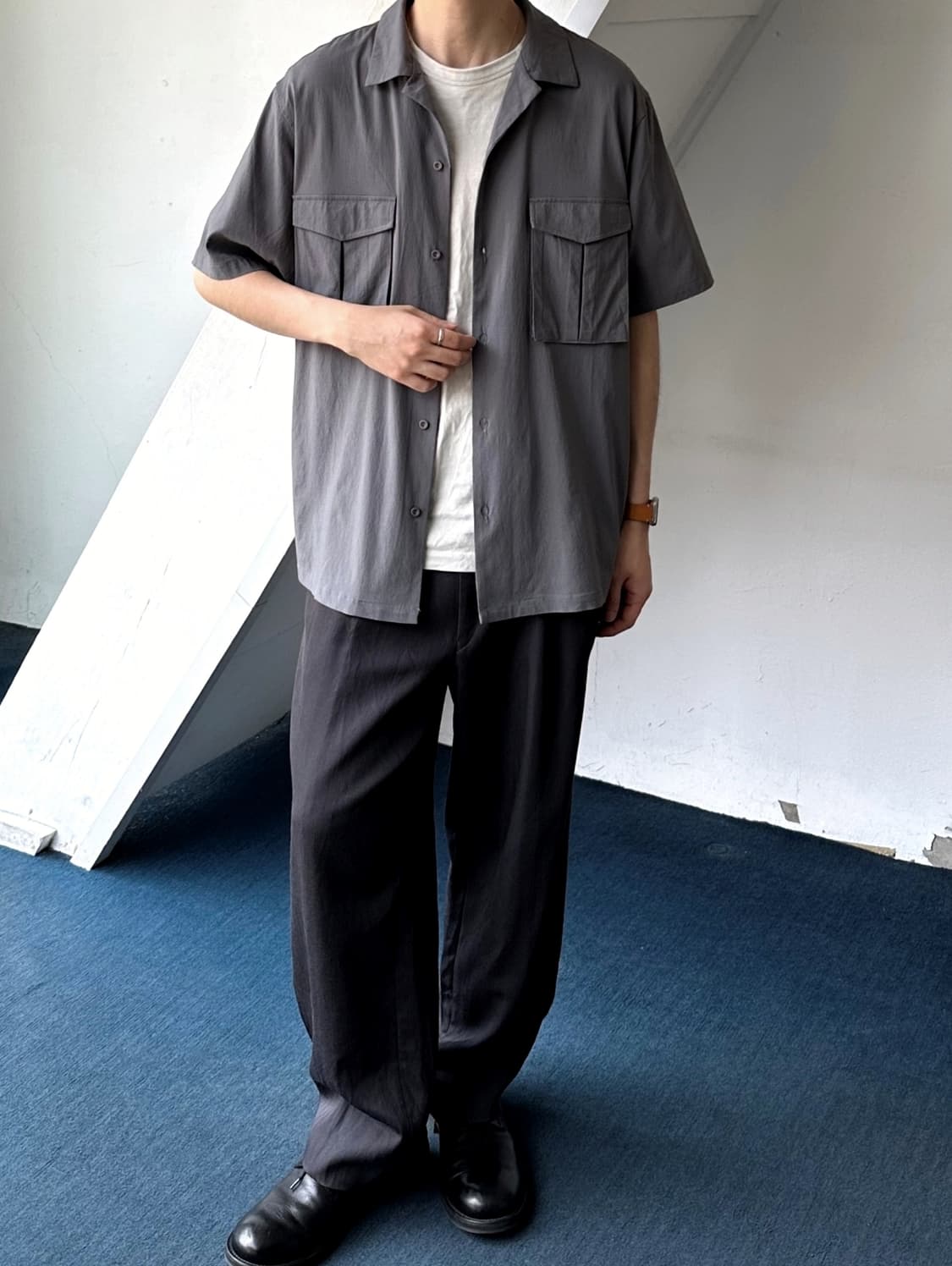 Rayon nylon blend stretched mil shirt 상품이미지10