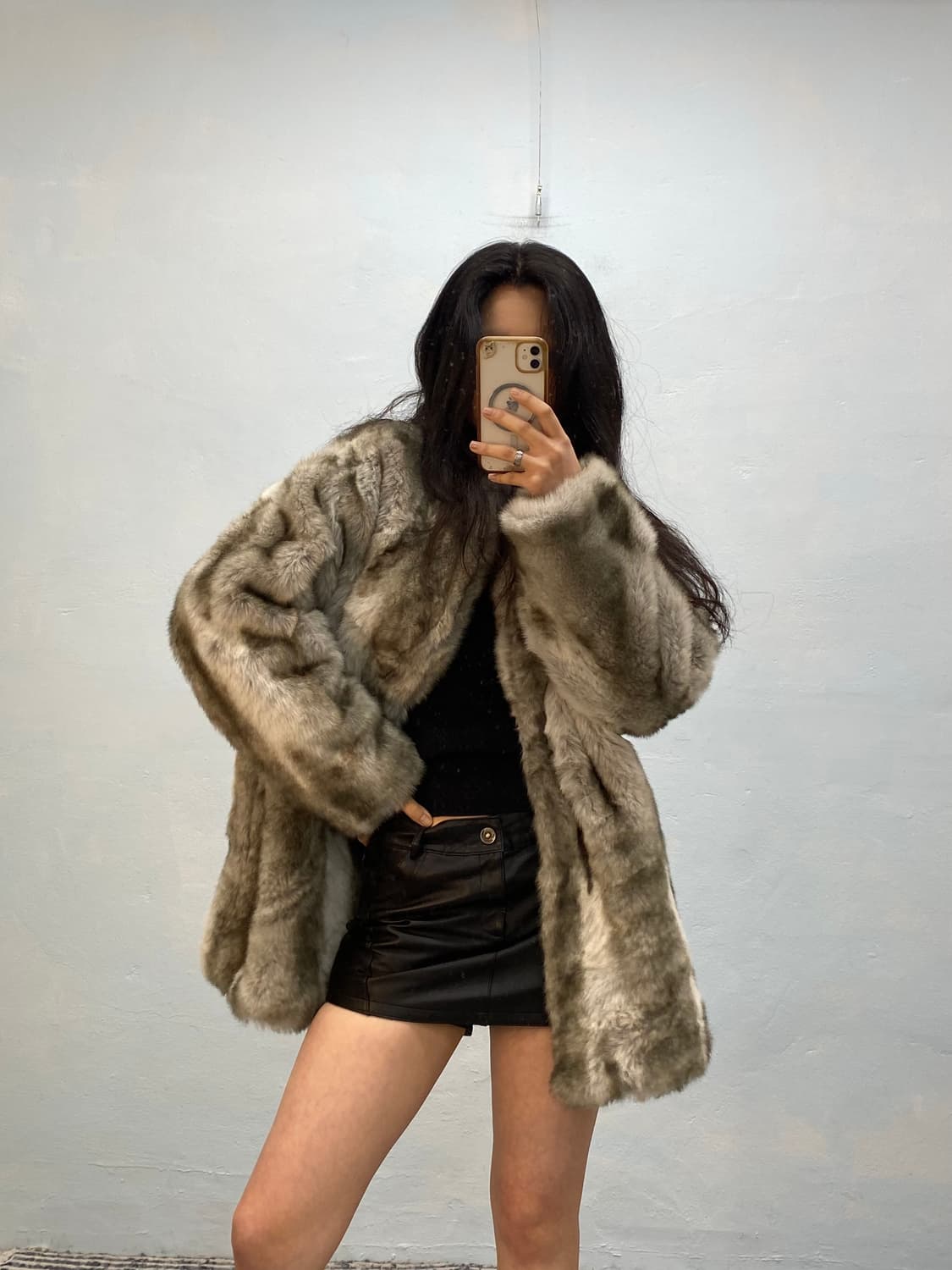 [8621]Gray gradient fur coat# 상품이미지4