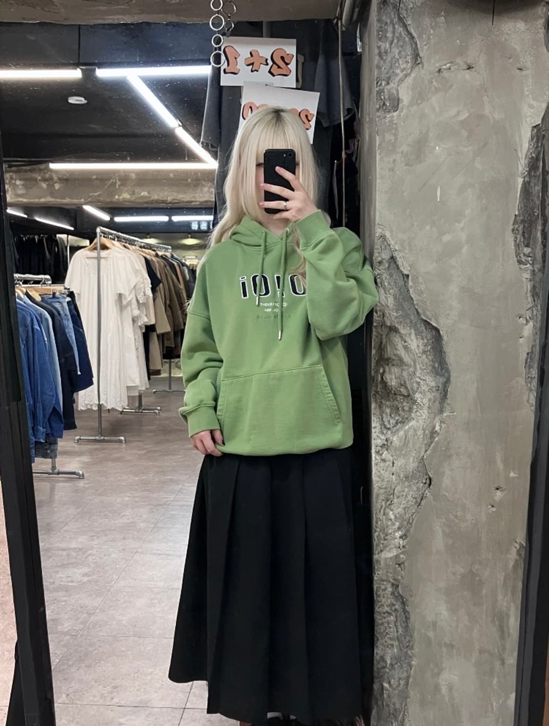 oioi 자수 로고 후드티 그린 M #csz4102 상품이미지2