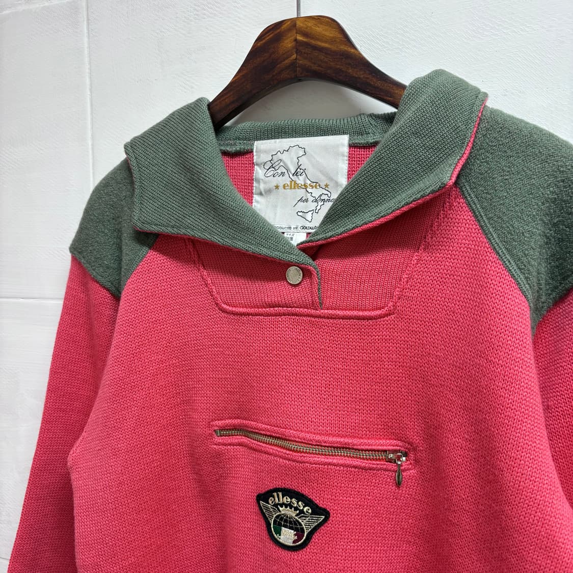 90's ellesse 엘레쎄 by goldwin 핑크 후드 아노락 스웻 상품이미지2