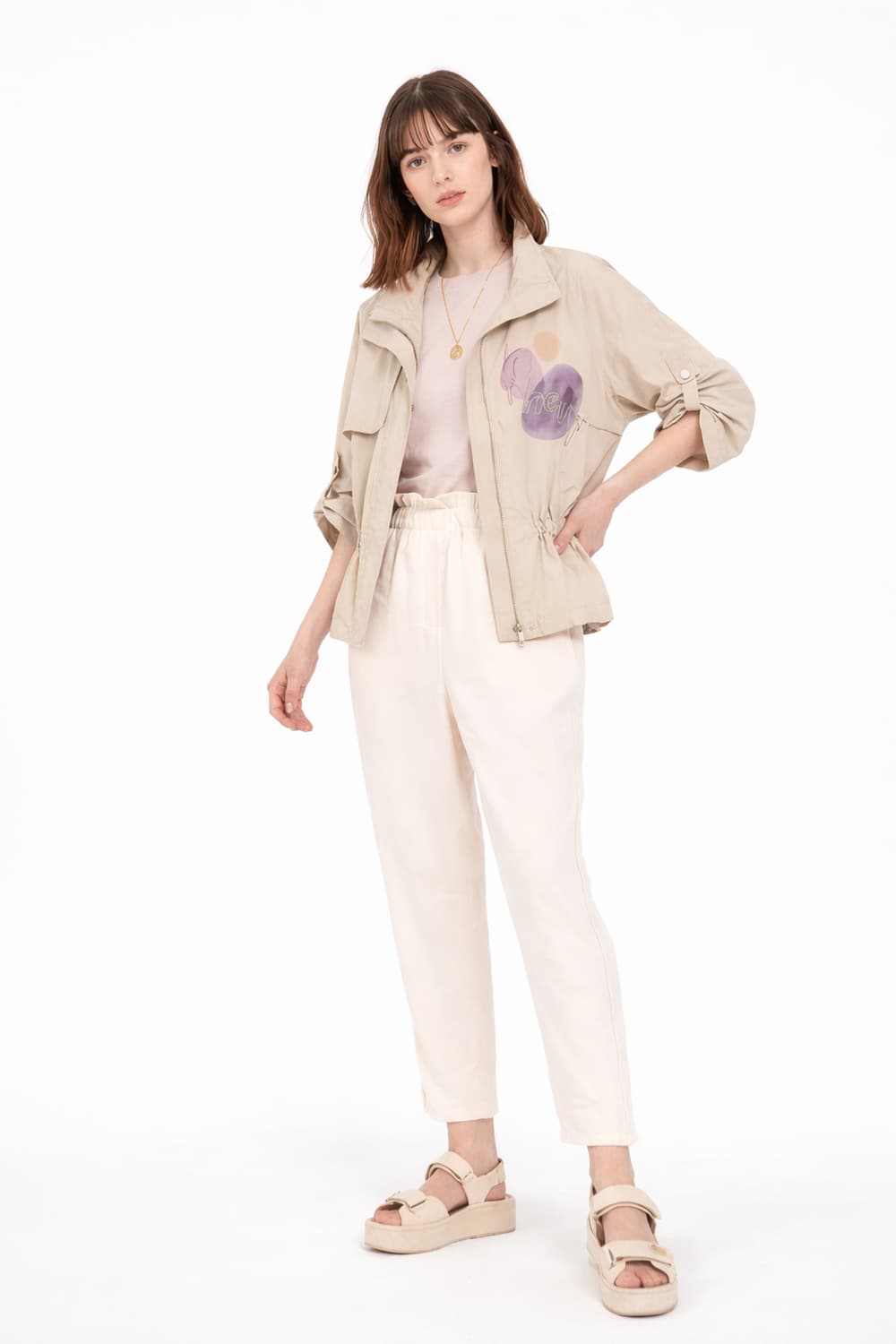 (새상품)샤틴 롤업 점퍼 프리사이즈 상품이미지1