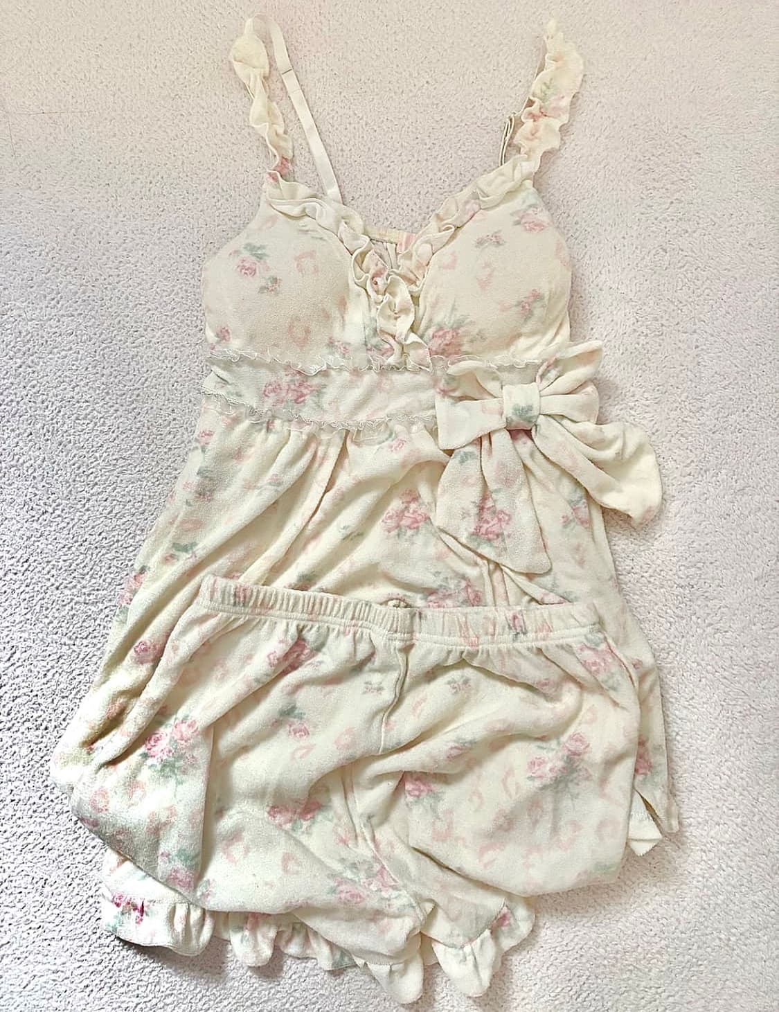 슈가돌 룸웨어 리즈리사 플로럴 원피스 히메갸루 라떼갸루 세트  상품이미지2